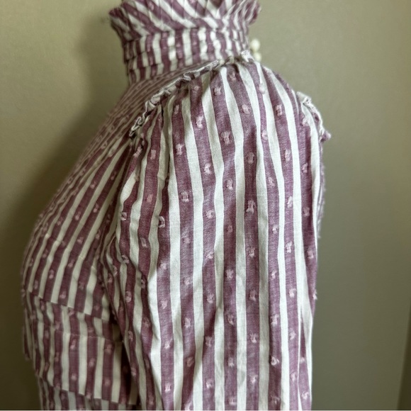 Anna Mason UK Sz 12 US Sz 8 Blouse Striped Ruffles - Picture 9 of 16